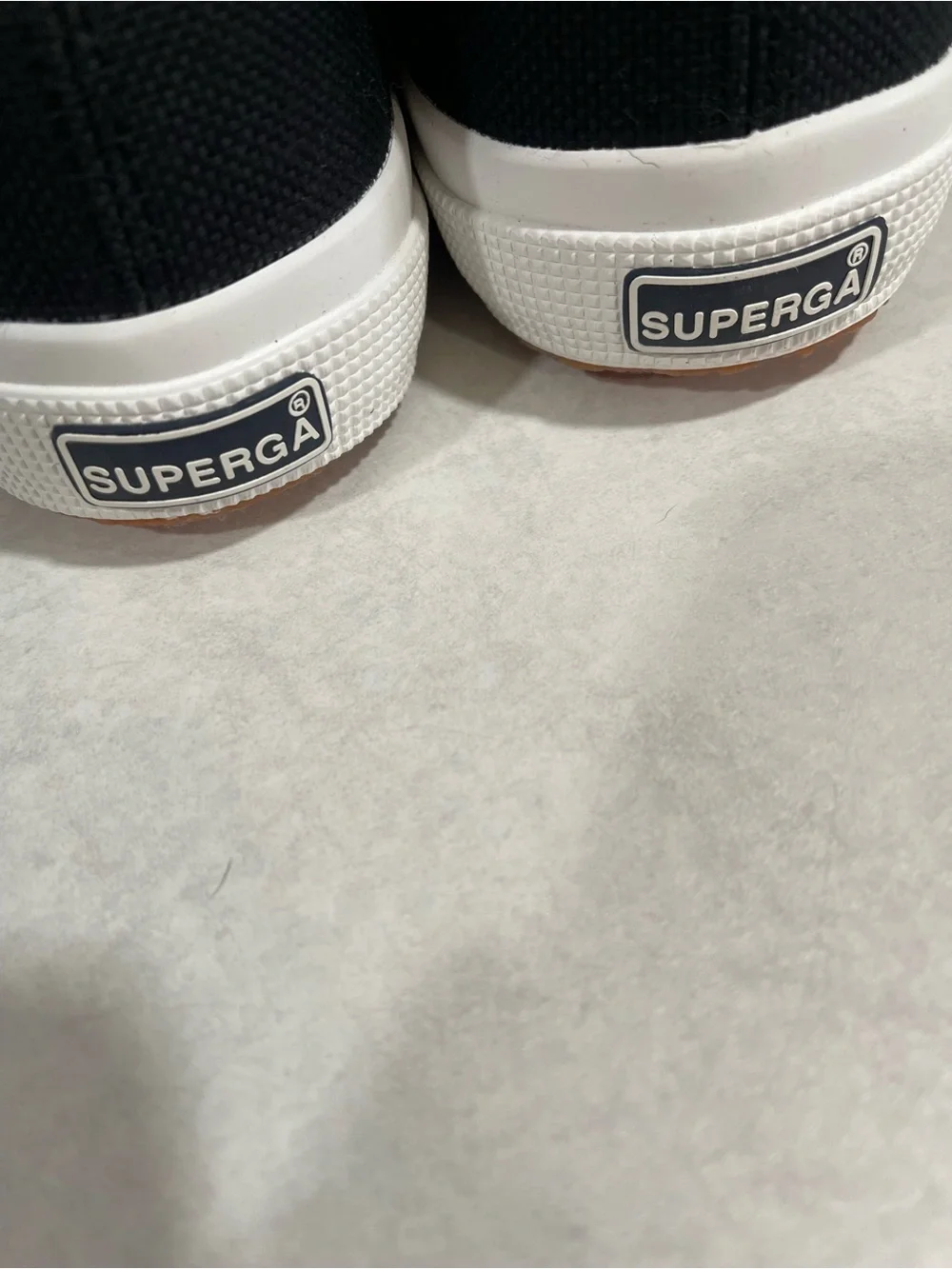 Superga women’s Black Canvas Low-Top Sneakers with White Soles